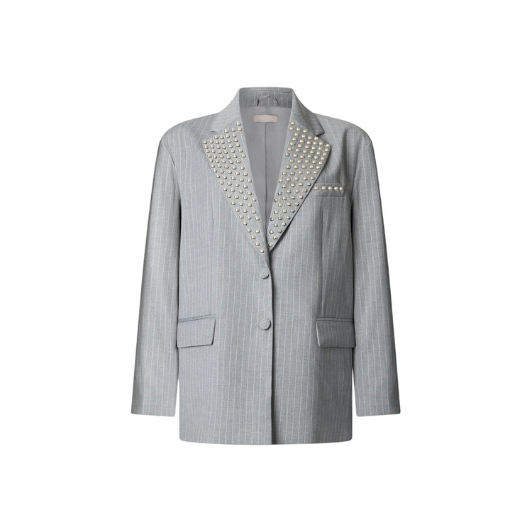 Giacca gessata con piccole borchie silver