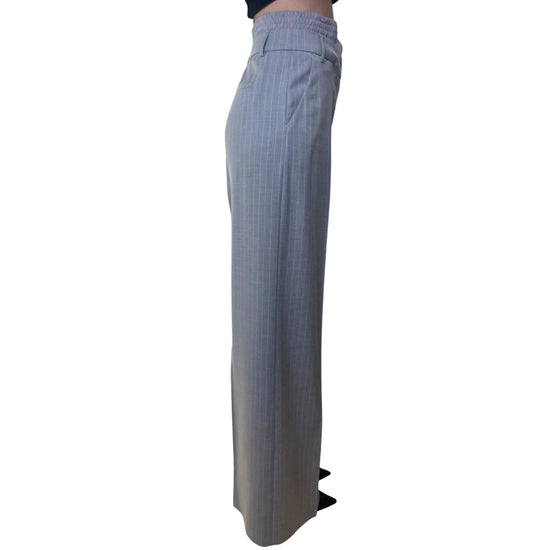 Pantaloni a palazzo gessati con doppio cintone