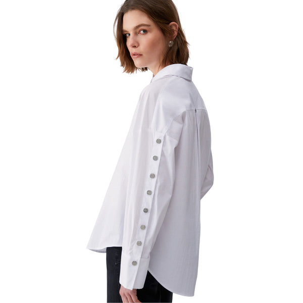 Camicia donna il popeline con borchie bianca