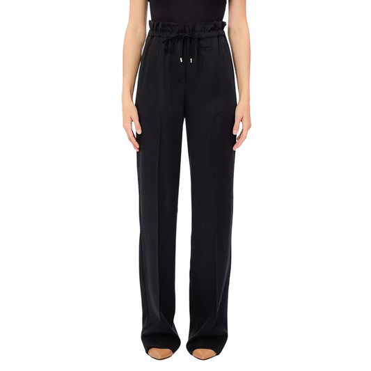 Pantalone nero lungo con elastico in vita