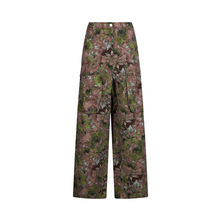 Pantaloni cargo wide leg con stampa floreale