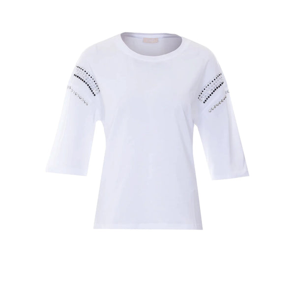 T-shirt Donna con applicazioni sulle maniche