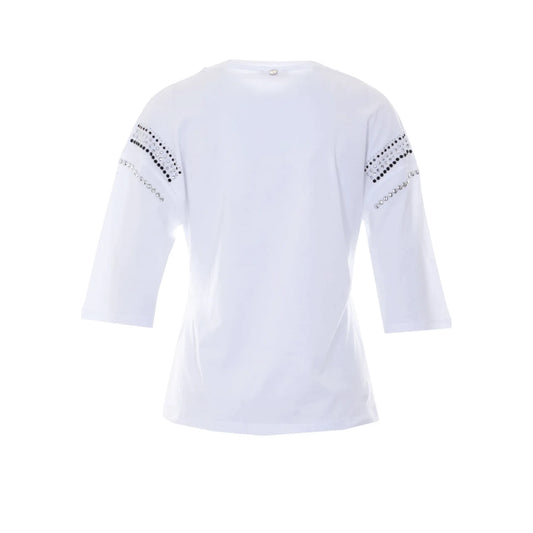 T-shirt Donna con applicazioni sulle maniche retro