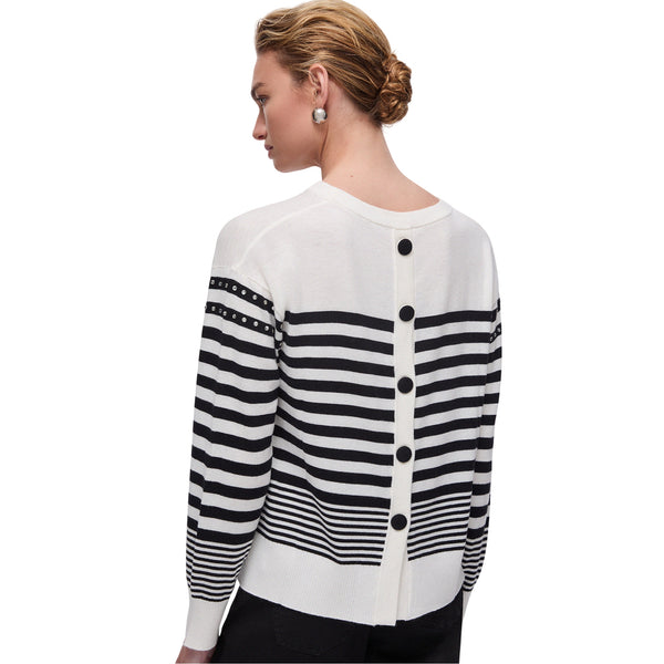 Maglia Donna a righe con borchie modella retro
