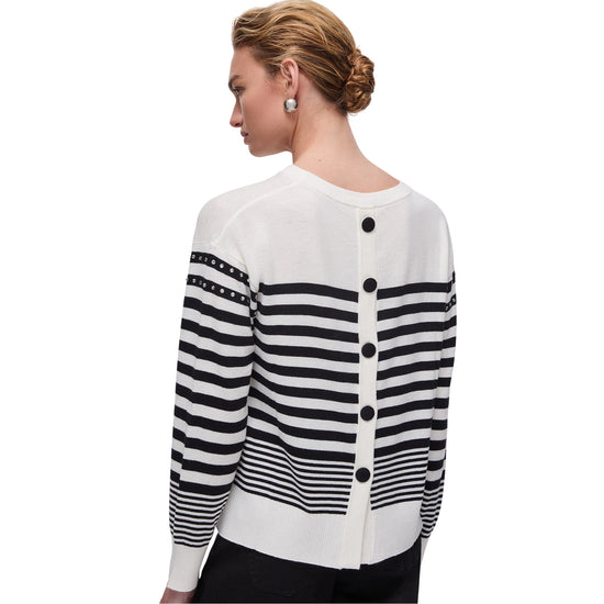Maglia Donna a righe con borchie modella retro