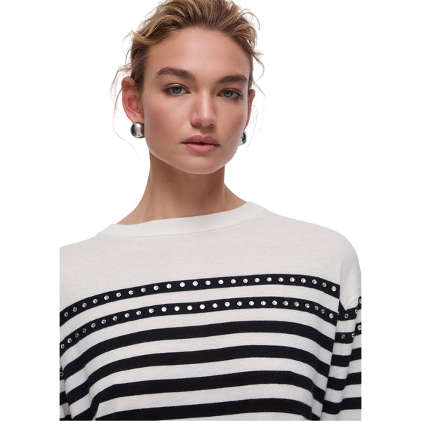Maglia Donna a righe con borchie dettaglio