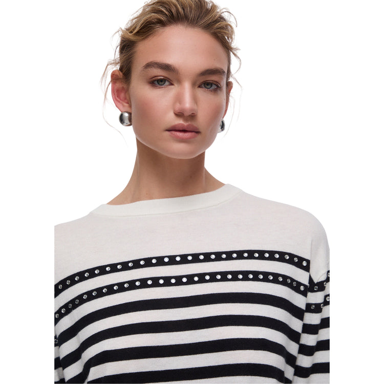 Maglia Donna a righe con borchie dettaglio