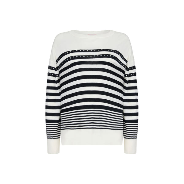 Maglia Donna a righe con borchie