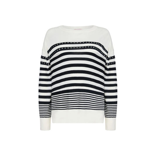 Maglia Donna a righe con borchie