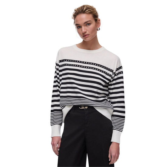 Maglia Donna a righe con borchie modella frontale