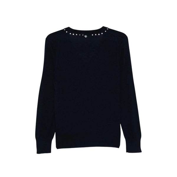 Maglia Donna in misto lana a tinta unita, con strass