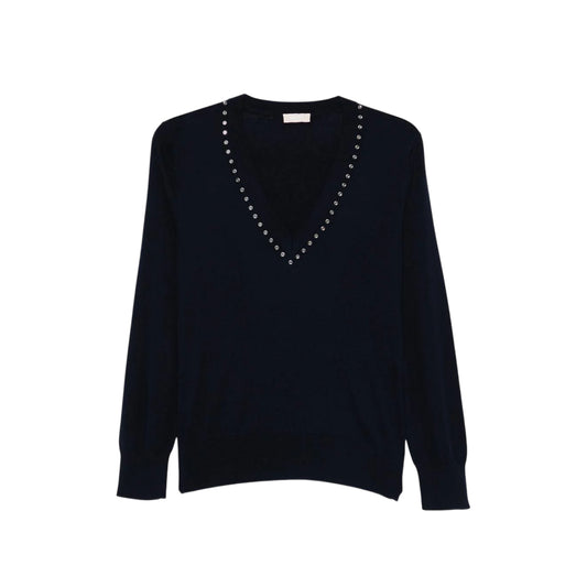 Maglia Donna in misto lana a tinta unita, con strass
