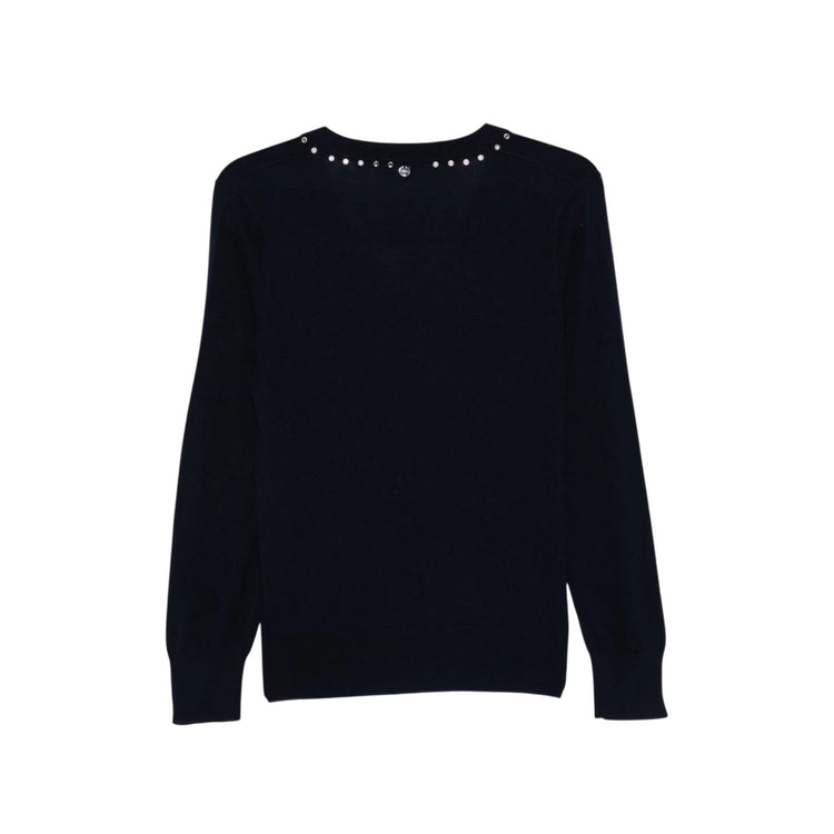 Maglia Donna in misto lana a tinta unita, con strass
