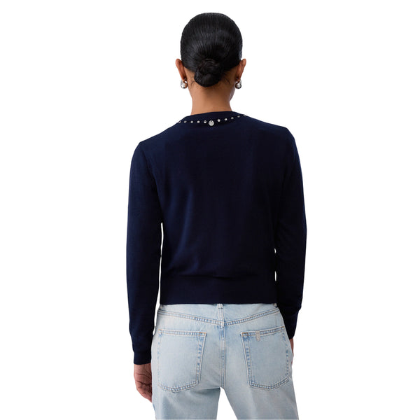 Cardigan Donna con apertura a V Blu retro