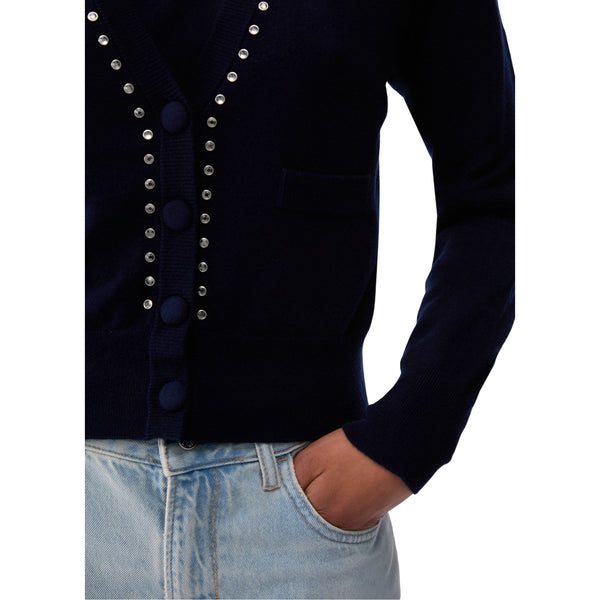 Cardigan Donna con apertura a V Blu dettaglio
