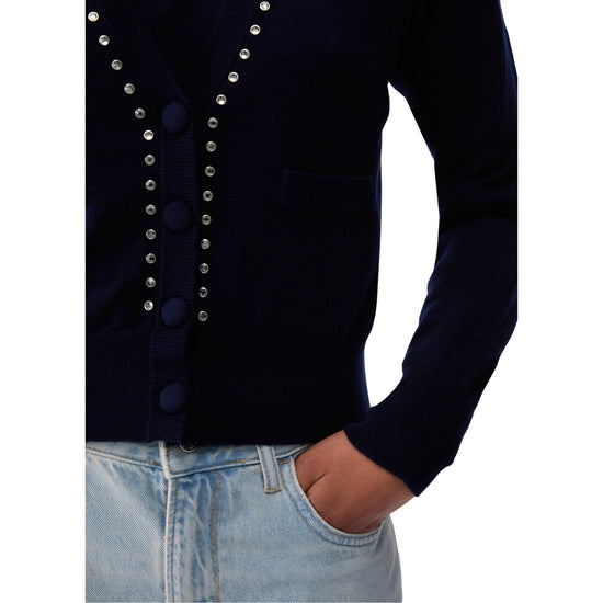 Cardigan Donna con apertura a V Blu dettaglio