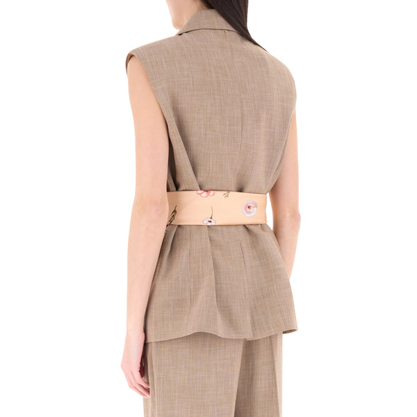 Gilet marrone monopetto con cintura 