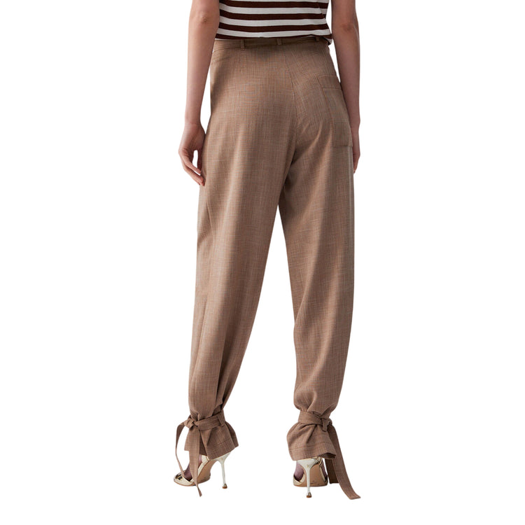 Pantaloni marroni con fiocco sulla caviglia