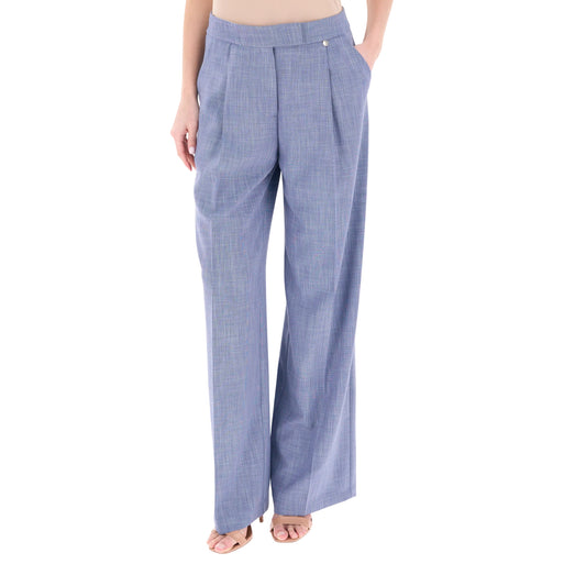 Pantaloni lunghi azzurri con pieghe