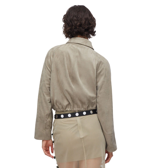 Giacca scamosciata grigia con zip