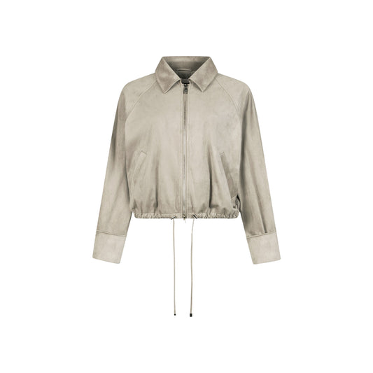 Giacca scamosciata grigia con zip