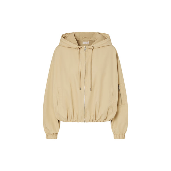 Bomber Donna in nylon con cappuccio Beige