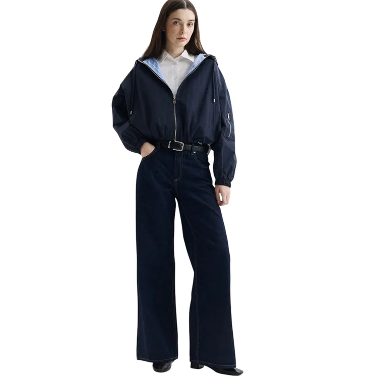 Giubbotto blu con federa a contrasto con zip