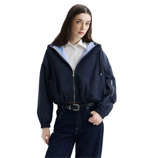 Giubbotto blu con federa a contrasto con zip