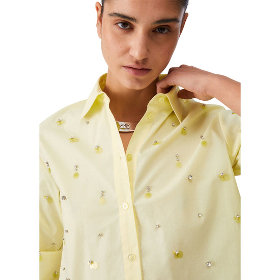 Camicia gialla con paillettes e strass