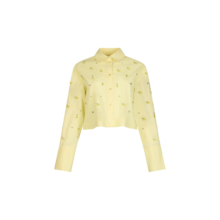 Camicia gialla con paillettes e strass
