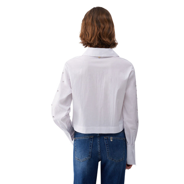 Camicia bianca con paillettes e ricami gioiello