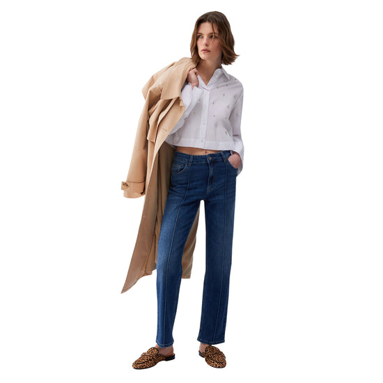 Camicia bianca con paillettes e ricami gioiello