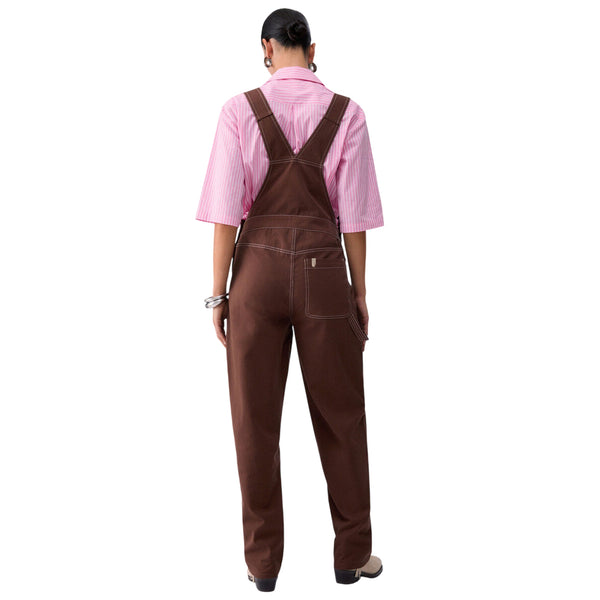 Salopette marrone donna in bull di cotone