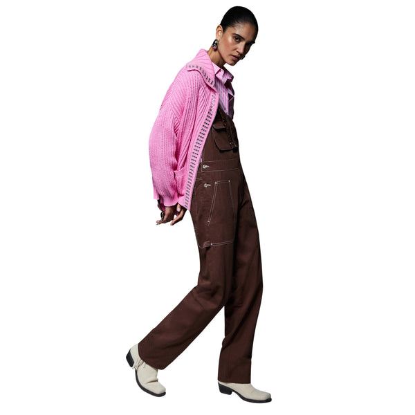 Salopette marrone donna in bull di cotone