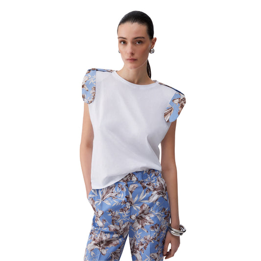 T-shirt donna con spalline imbottite