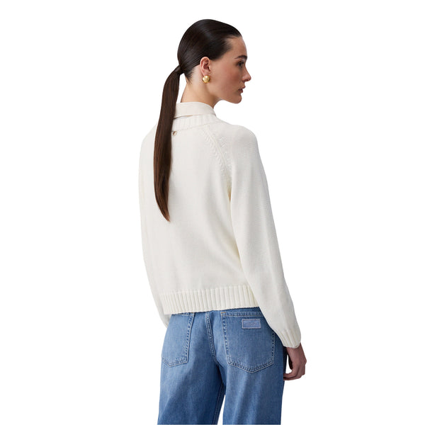 Maglia Donna con ricami gioiello Bianco modella retro