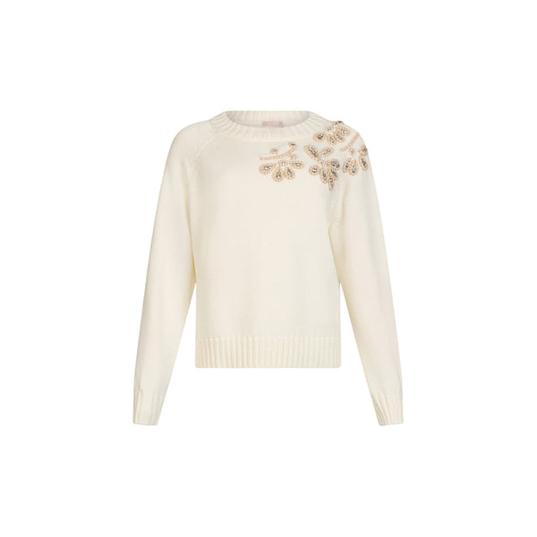 Maglia Donna con ricami gioiello Bianco
