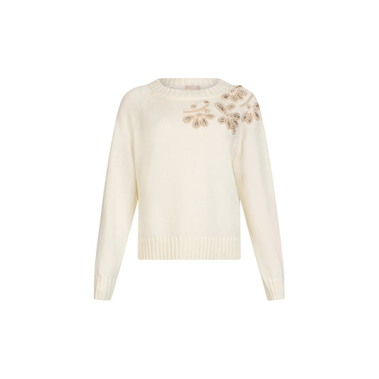 Maglia Donna con ricami gioiello Bianco