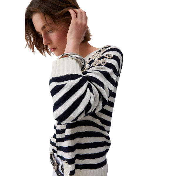 Maglietta a maniche lunghe con ricami gioiello