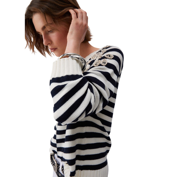 Maglietta a maniche lunghe con ricami gioiello