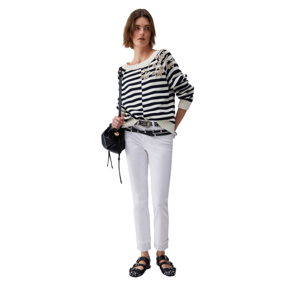 Maglietta a maniche lunghe con ricami gioiello