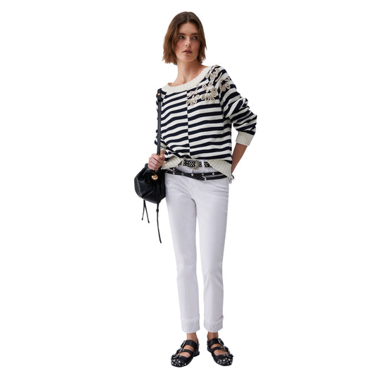 Maglietta a maniche lunghe con ricami gioiello