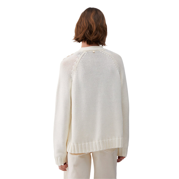 Cardigan Donna bianco con ricami gioiello modella retro
