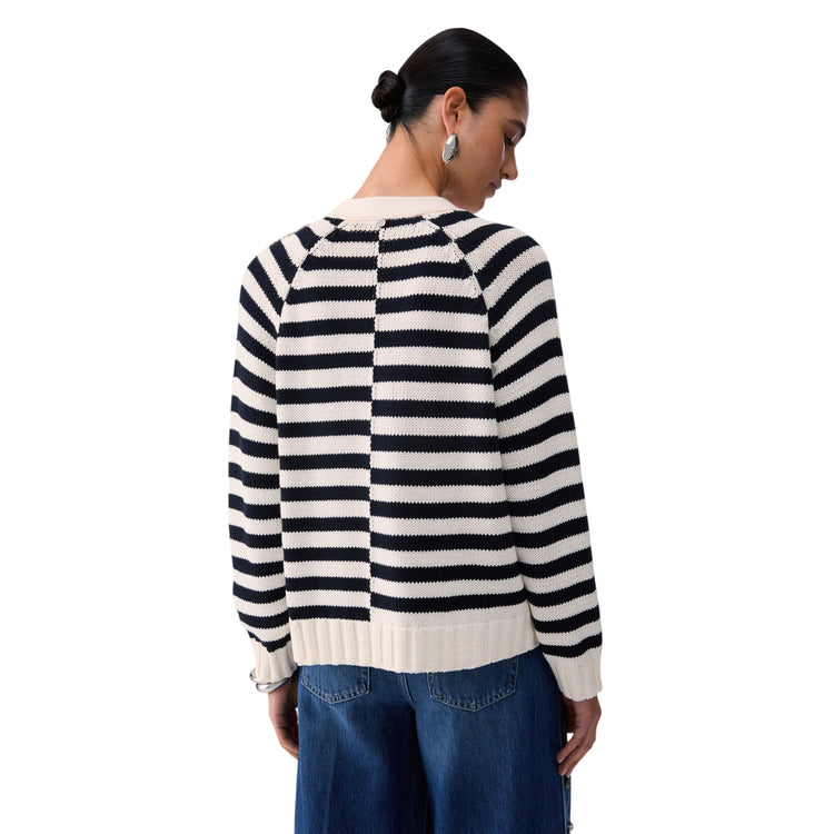 Cardigan a righe con ricami gioiello