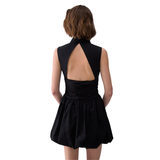 Abito corto Donna Nero con cut out modella retro