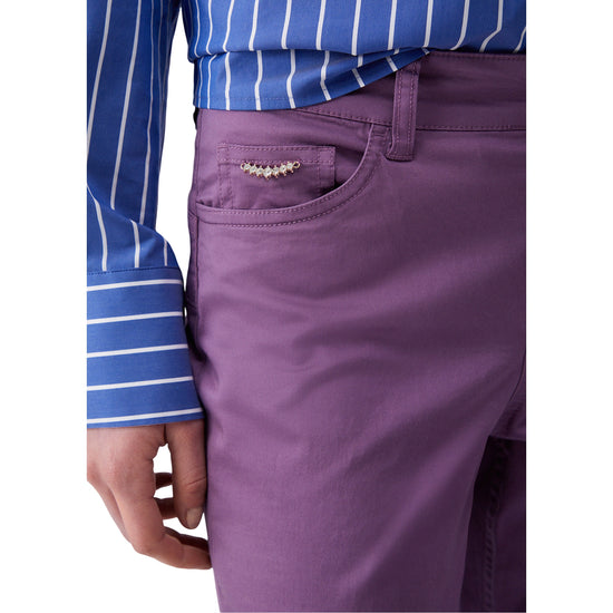Pantaloni da donna skinny con risvolto in viola