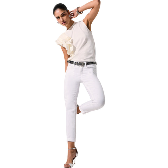 Pantalone da donna skinny con risvolto in bianco