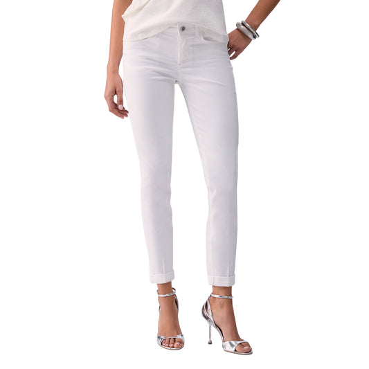 Pantalone da donna skinny con risvolto in bianco