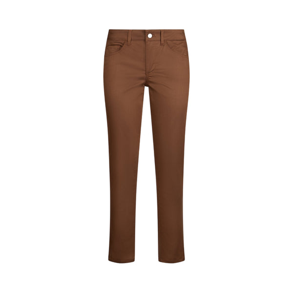 Pantalone skinny Donna cropped con risvolto marrone