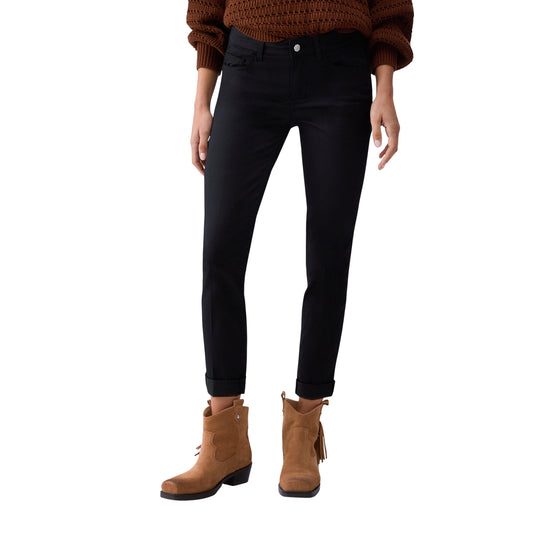 Pantalone skinny Donna cropped con risvolto Blu